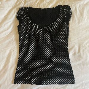 Black and White Polka Dot Women's Scoop Neck Top